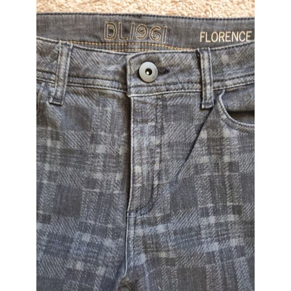 DL1961 Florence Instasculpt Skinny Jeans Dahlia Black Gray Plaid Denim, Size 29 - Picture 4 of 13